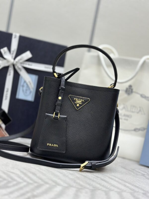 Replica Prada Saffiano Black Bucket Black