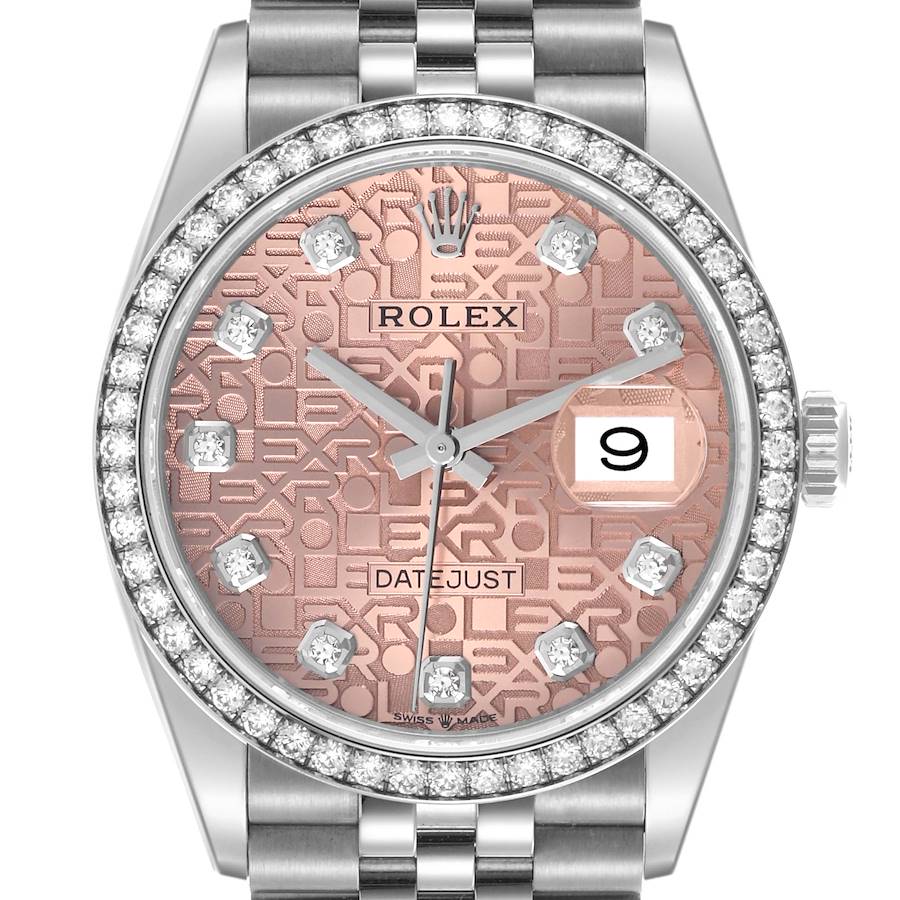 Rolex Datejust Silver Diamond Dial Steel Mens Watch 126284