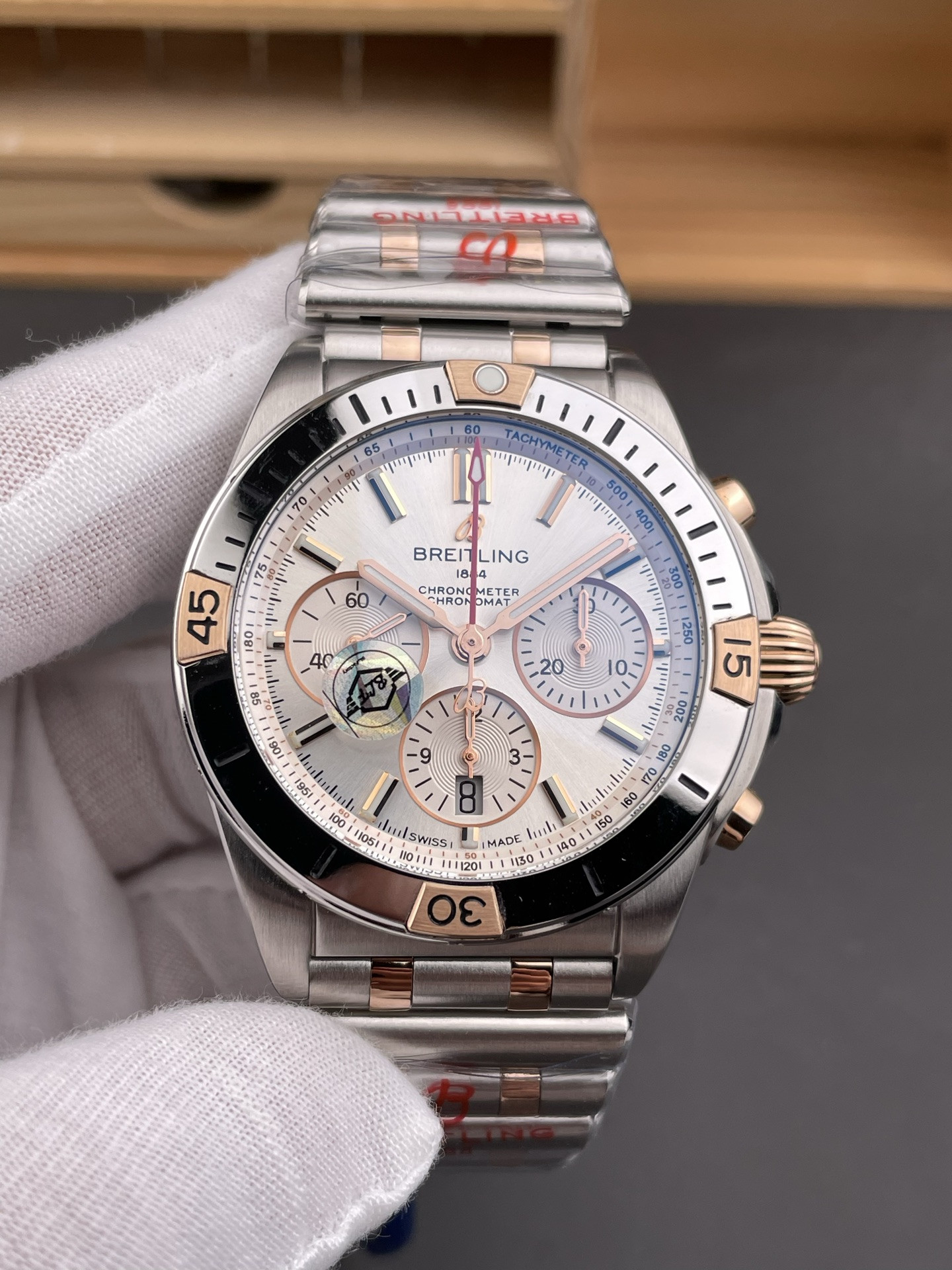 Chronomat B01 Two-tone Rose Gold Silver Dial