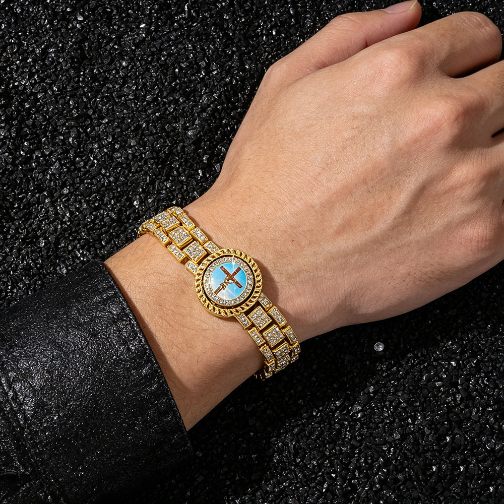 GemVibra Talismanic Rotatable Cross Bracelet for Spiritual Protection