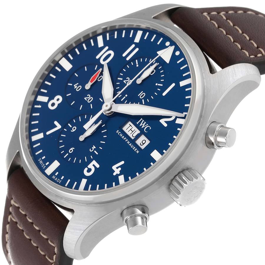 IWC Pilot Le Petit Prince Blue Dial Chronograph Mens Watch IW377714