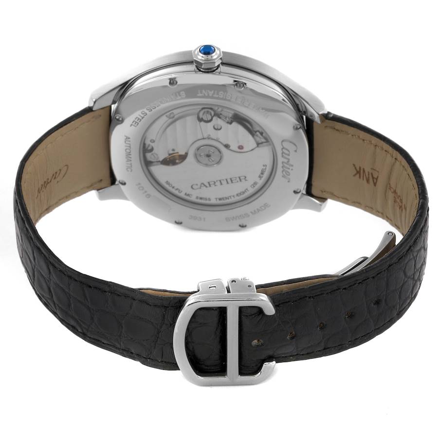 Cartier Drive Retrograde Large Day Night Steel Mens Watch WSNM0005 Card