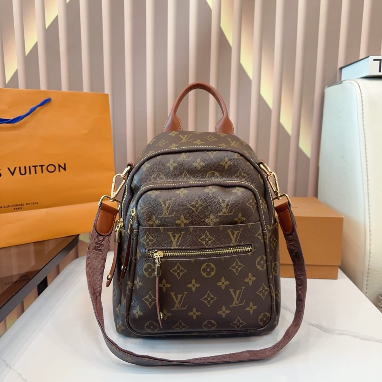 Louis Vuitton Backpack Monogram Dark Brown 28Cm