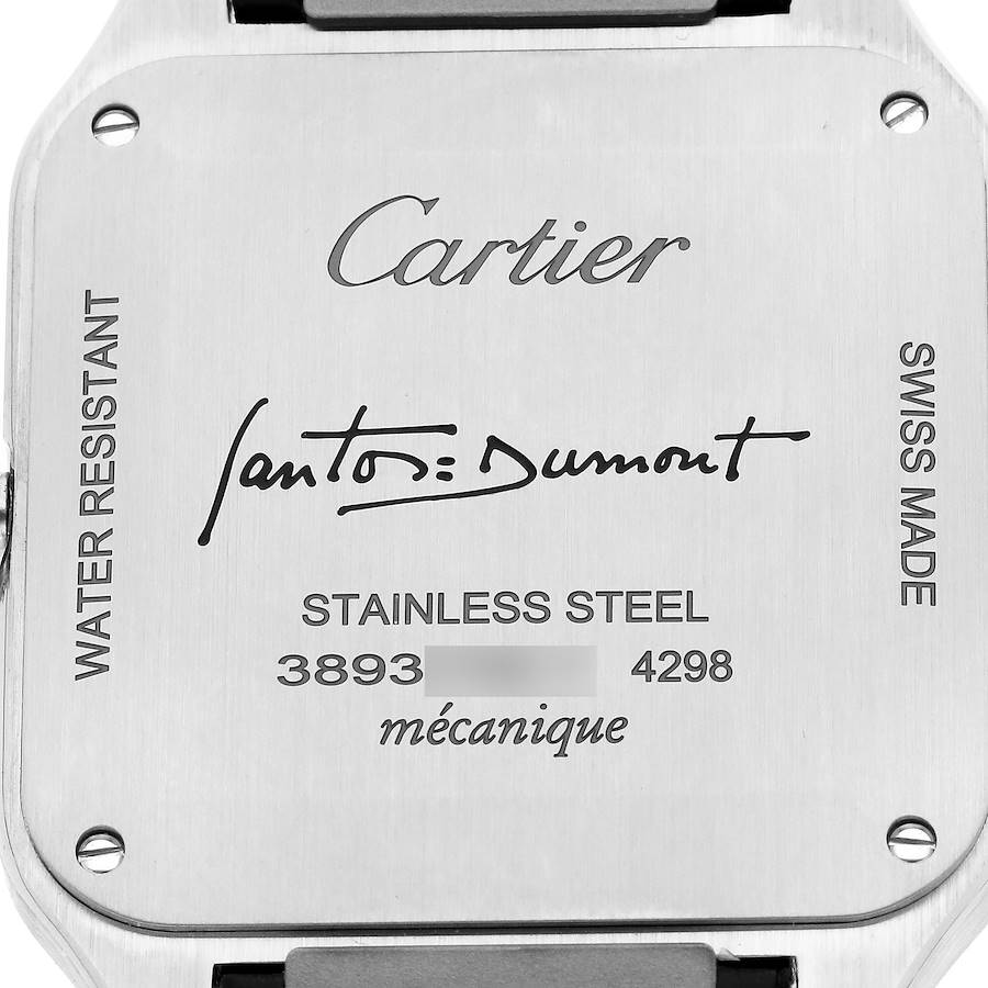 Cartier Santos Dumont Large Black Strap Steel Mens Watch WSSA0046 Unworn