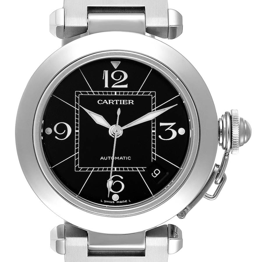 Cartier Pasha C Medium Black Dial Steel Ladies Watch W31076M7