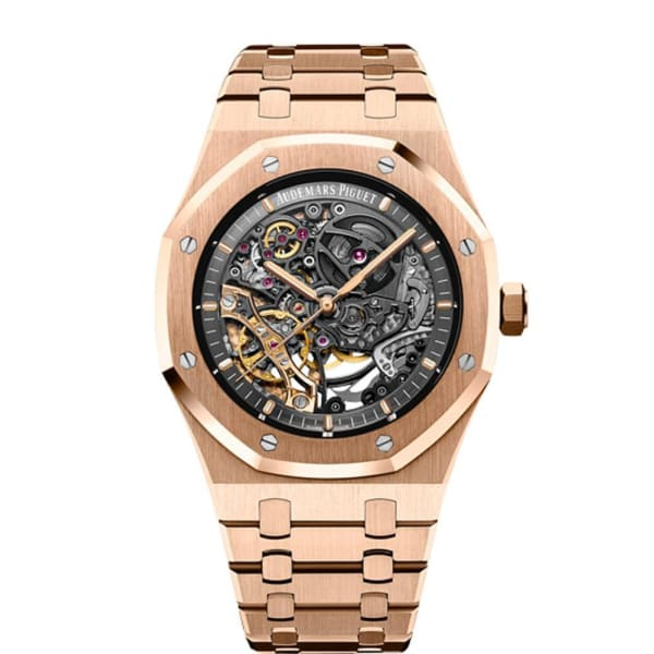 Audemars Piguet Royal Oak Openworked Double Balance Wheel 41mm Men's Watch - Ref: 15407OR.OO.1220OR.01 - Skeleton Dial, 18K Rose Gold Bracelet