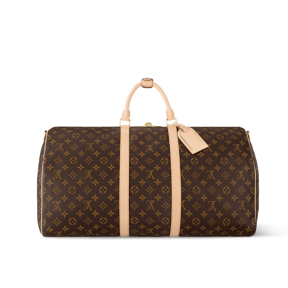 Louis Vuitton Keepall Bandoulière 55 Monogram Canvas Boston Travel Bag Brown 55cm M41414