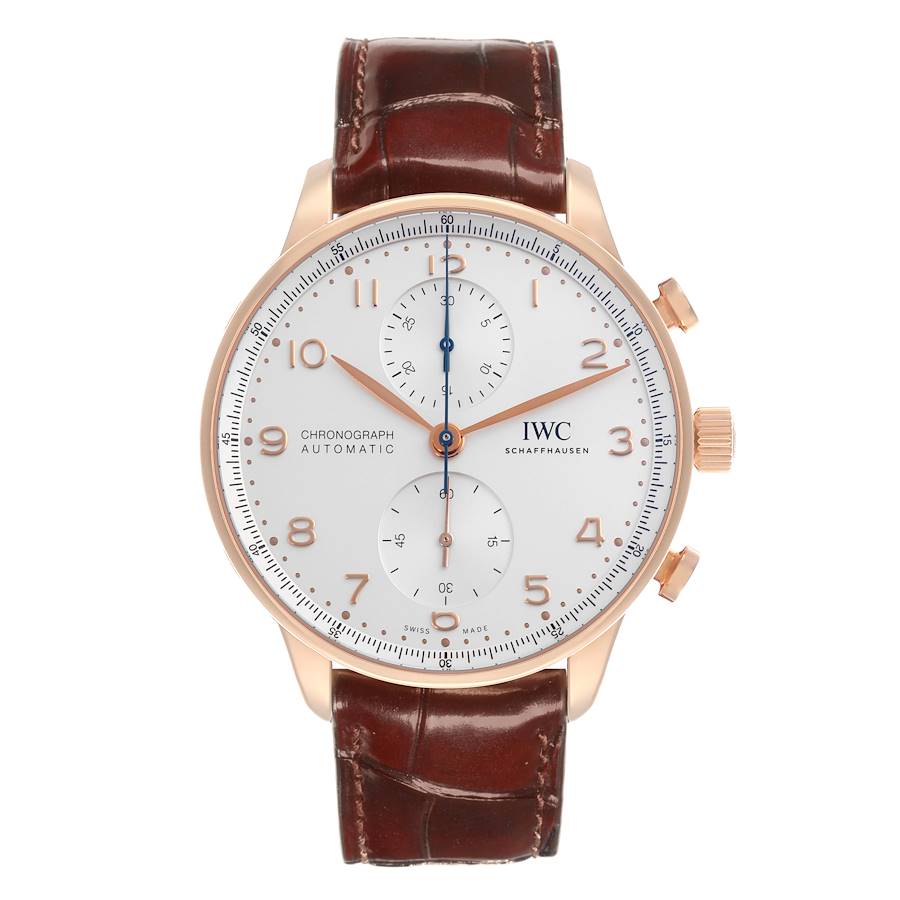 IWC Portuguese Chronograph Rose Gold Silver Dial Mens Watch IW371611