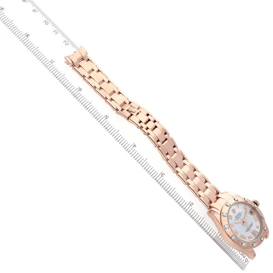 Rolex Pearlmaster Mother Of Pearl Dial Everose Diamond Ladies Watch 81315