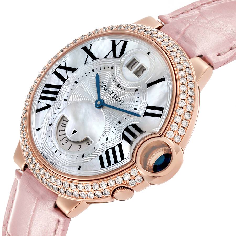 Cartier Ballon Bleu Mother of Pearl Rose Gold Diamond Watch WE902018