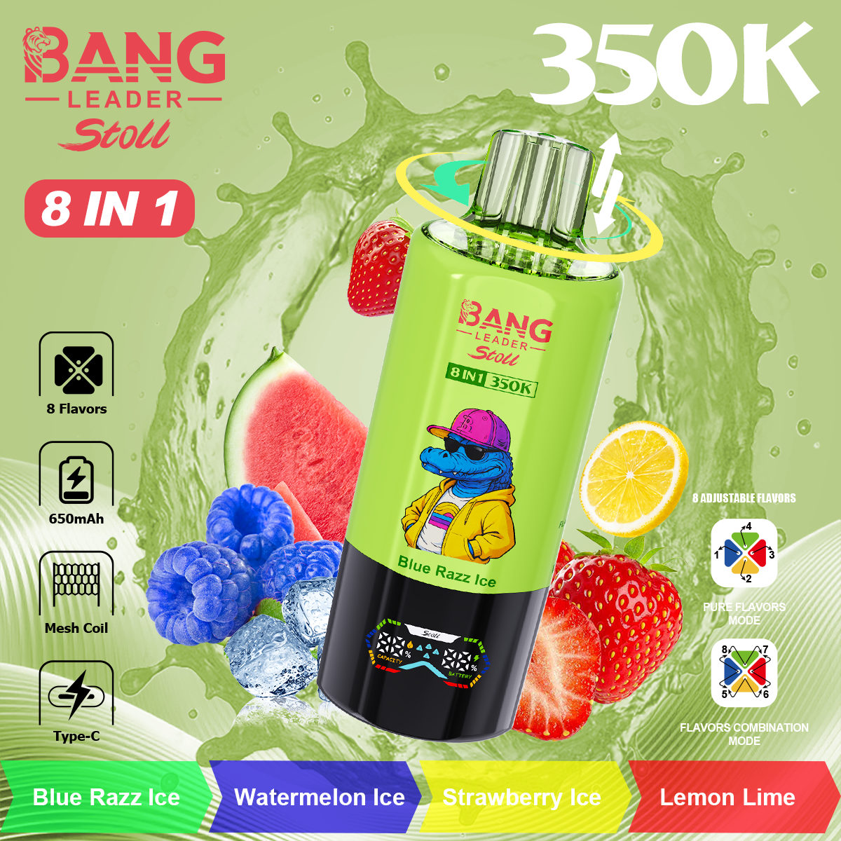 Bang Leader 350K Puffs 8-in-1 Prefilled Vape Device - 8 Flavours, Rechargeable, 3% / 5% Nicotine
