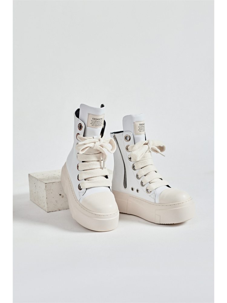 PU Zipper Platform Heels High Top Shoes