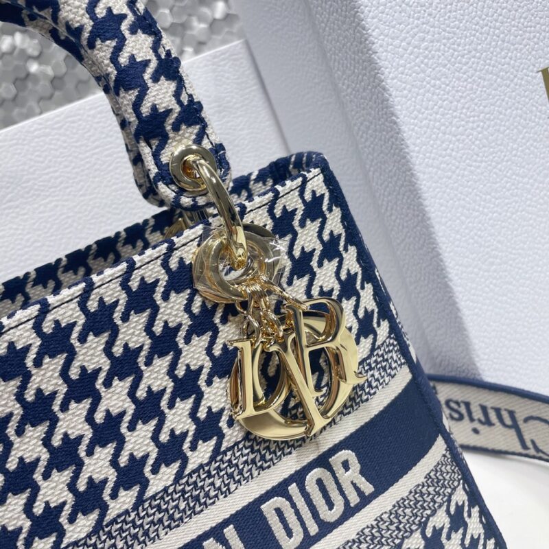 Replica Lady Dior Medium D – Lite Houndstooth Canvas