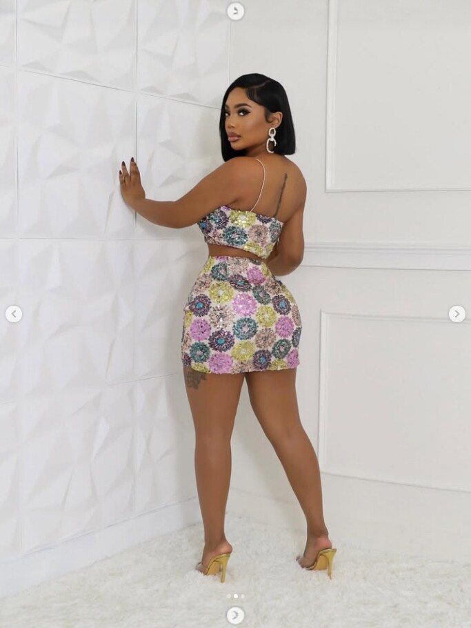 Women Printed Strapless Top and Skirt Sexy Two-Piece Set