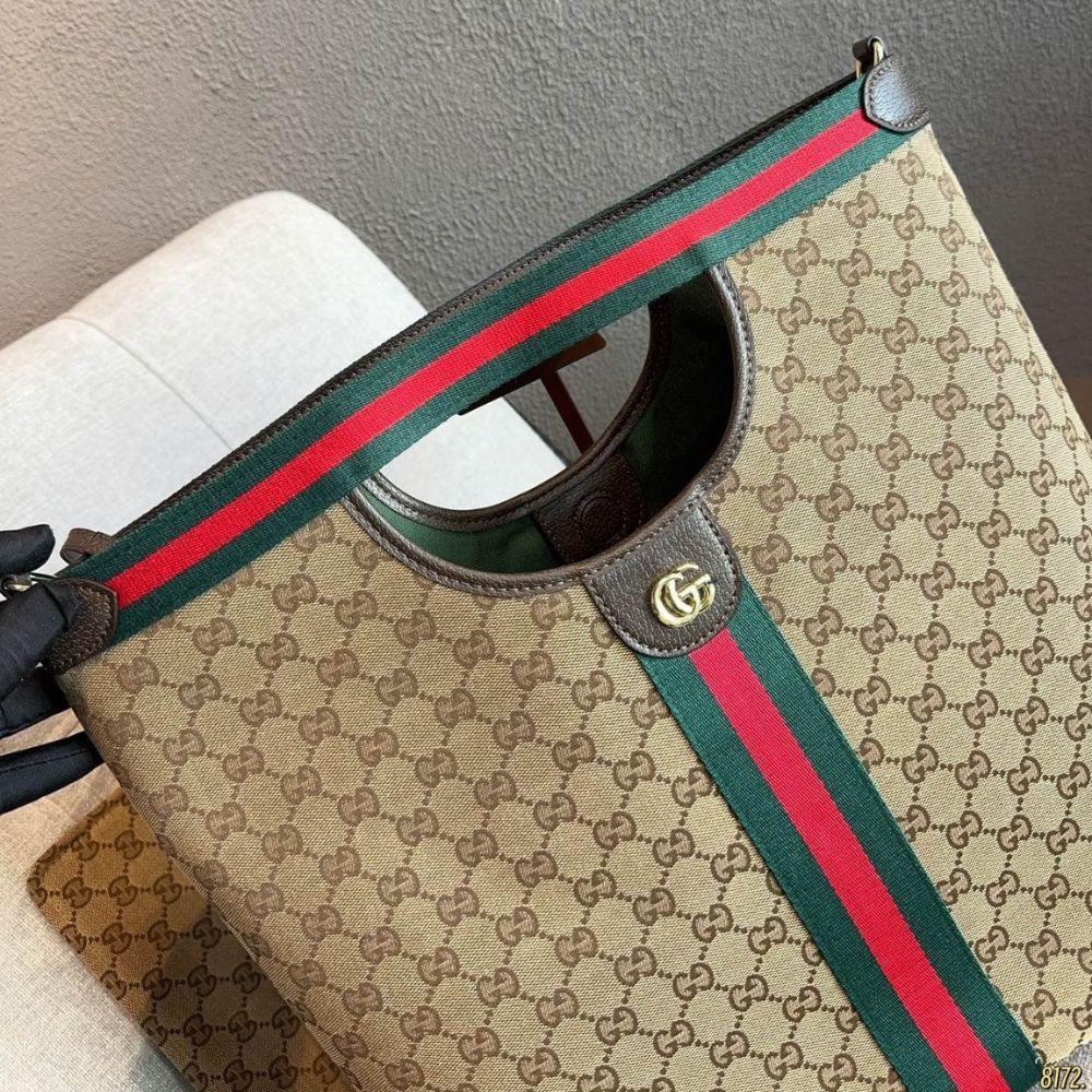 Gucci Giglio Large Tote Bag Beige And Brown GG Canvas 36Cm 865452 FAFZE 9871