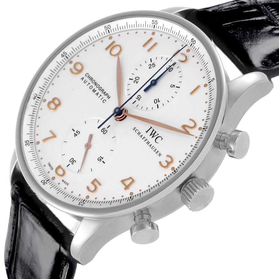 IWC Portuguese Chronograph Silver Dial Steel Mens Watch IW371401