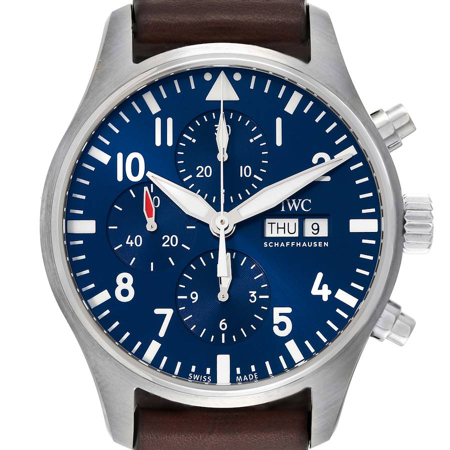 IWC Pilot Le Petit Prince Blue Dial Chronograph Mens Watch IW377714