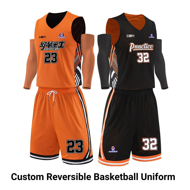 Custom Basketball Jersey Reversible Uniform Black/Orange