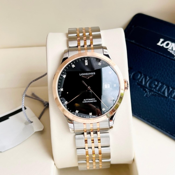 Longines Record Black Demi Rose 40mm L2.821.5.57.7