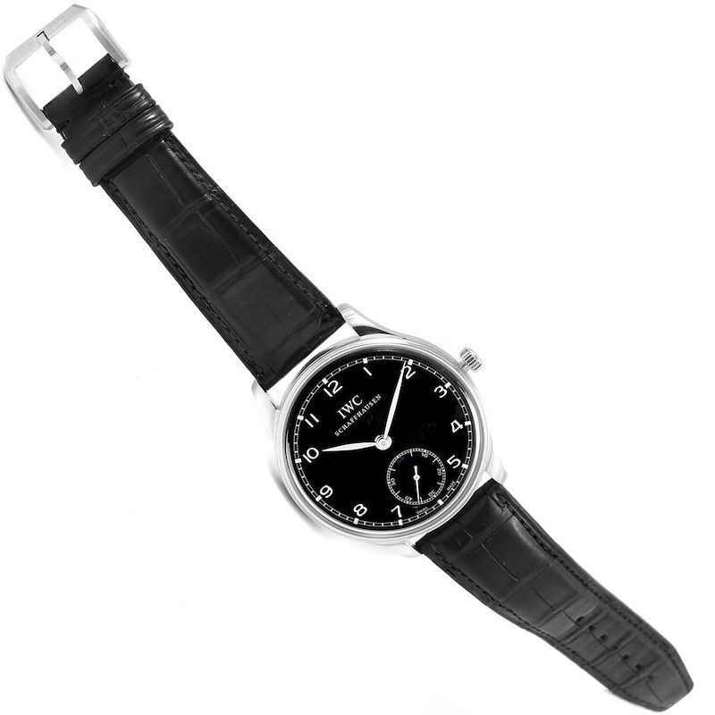 IWC Portuguese Black Dial Manual Wind Steel Mens Watch IW545407
