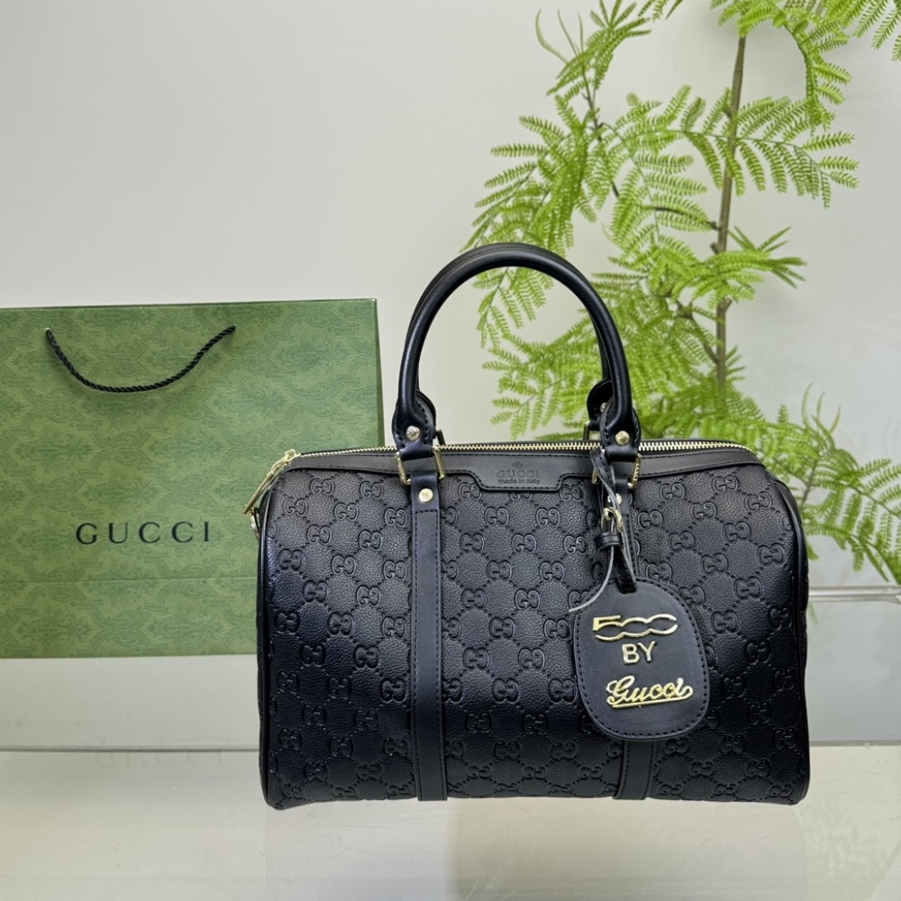 Gucci Tote Bag Canvas Leather Crossbody Handbag Black 33cm