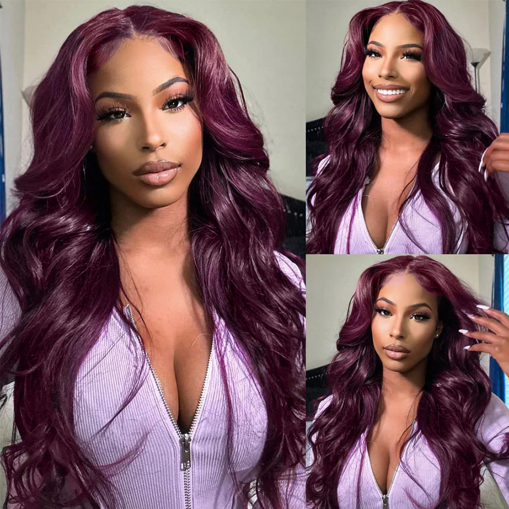 $100 OFF Code: MS100 | Hot&Pop Trendy Dark Purple Plum Colored 6x5 Glueless Lace Wear Go Body Wave Wig