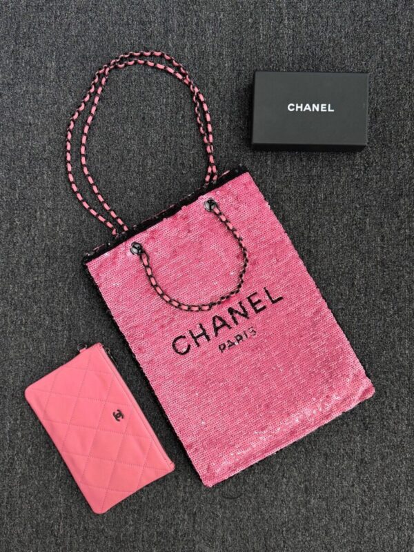 CHANEL Sequin Shoulder Bag Pink