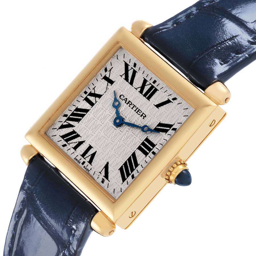 Cartier Tank Obus Yellow Gold Black Strap Ladies Watch W1532756