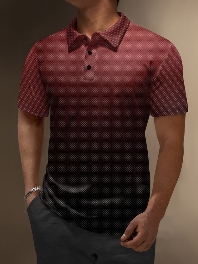 Moisture-Wicking 3D Gradient Abstract Polka Dot Short Sleeve Golf Polo
