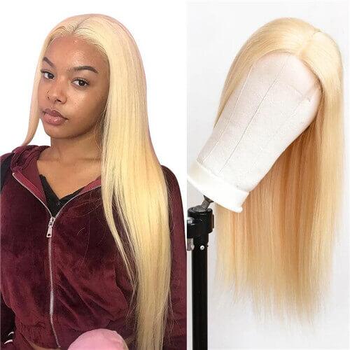 $100 OFF Code: MS100 | Megalook 4x4 Lace Closure Wigs 613 Blonde Straight Brazilian Human Hair Lace Wigs