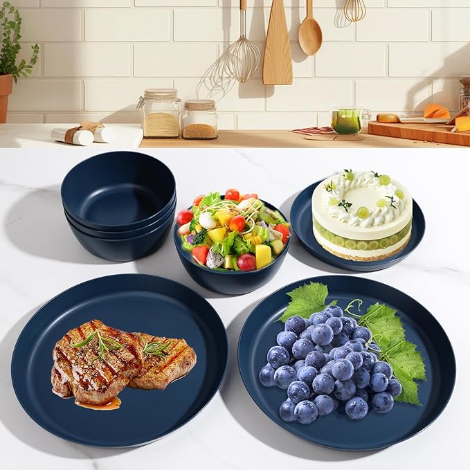 EI 12pcs Dark Green Wheat Straw Plates