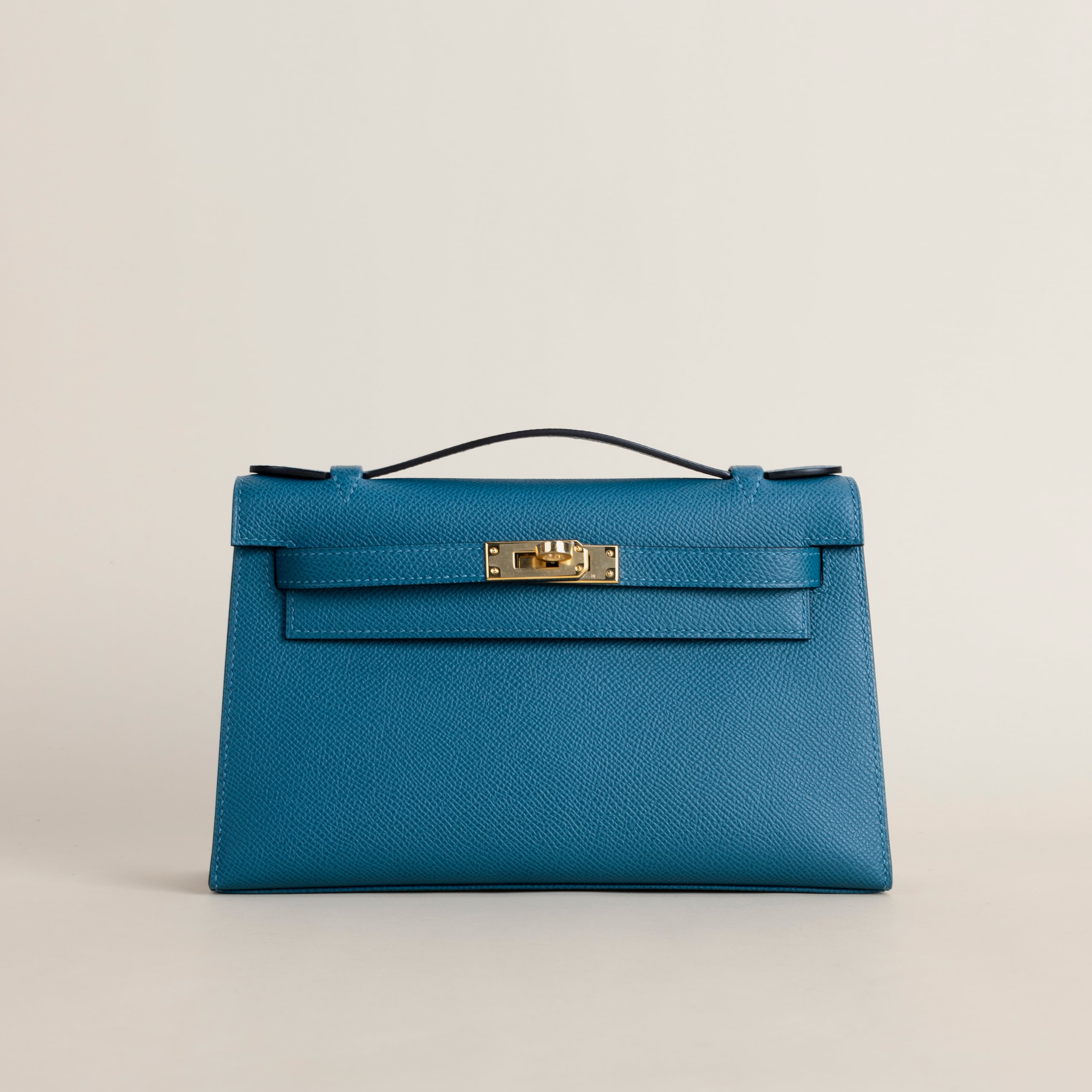 Kelly pochette epsom vert bosphore GHW