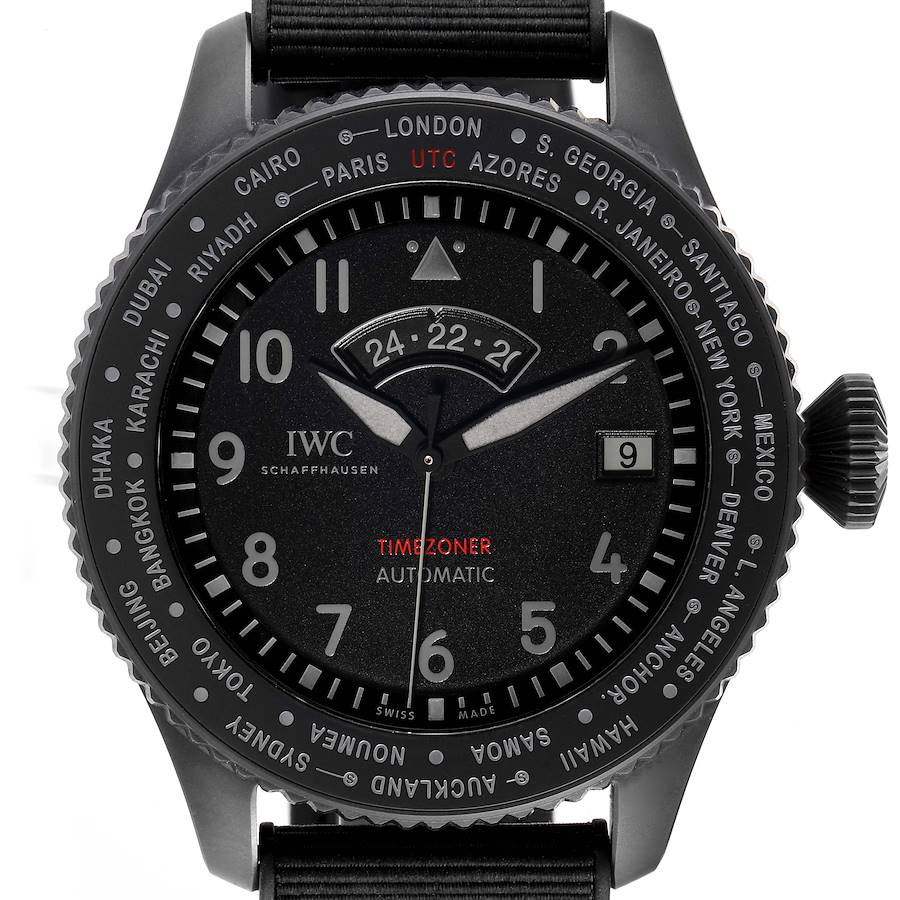 IWC Pilots Timezoner Top Gun Ceratanium Mens Watch IW395505