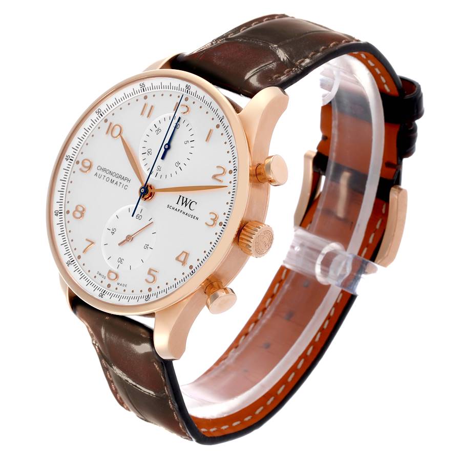 IWC Portuguese Chronograph Rose Gold Silver Dial Mens Watch IW371611