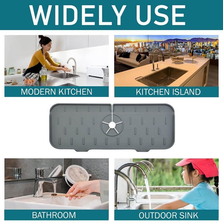 KitchenGuardTM Silicone Faucet Handle Drip Catcher Tray