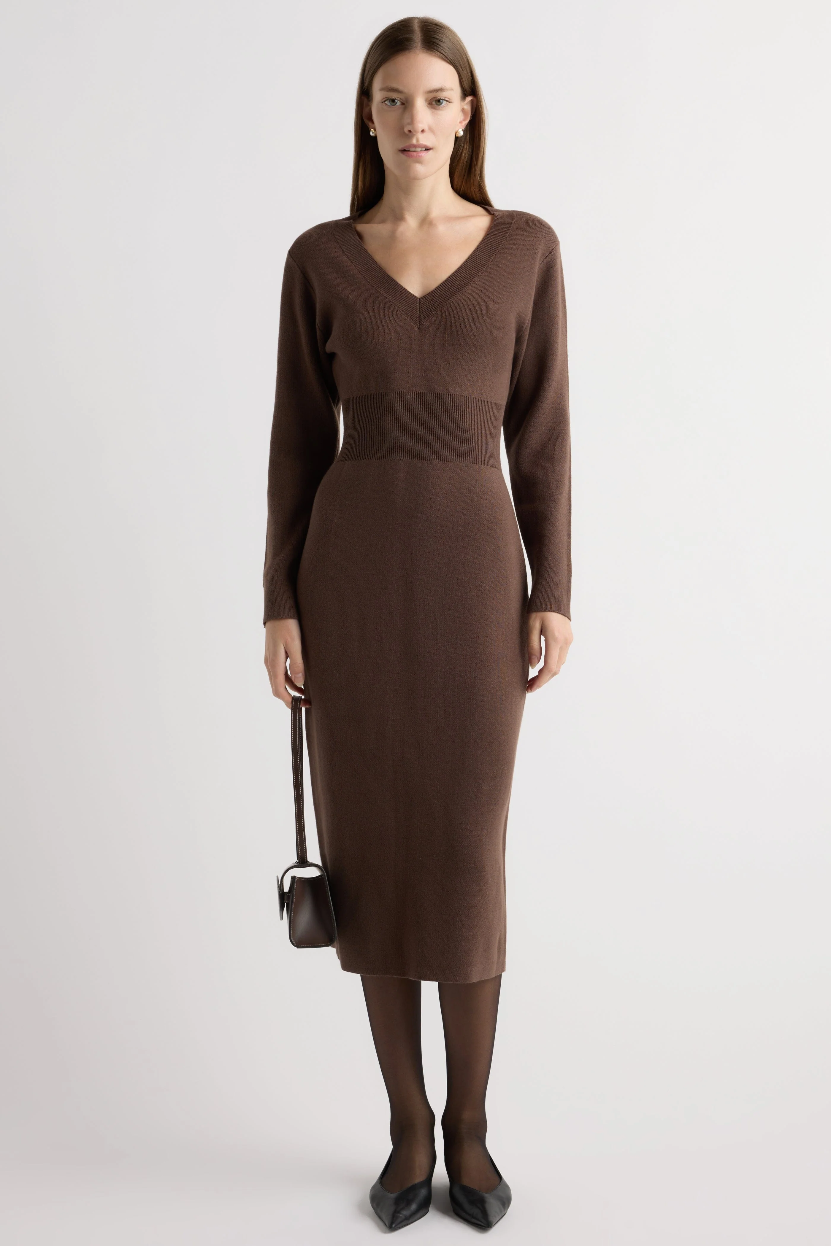 Bora Off-Shoulder V-Neck Sweater Dress
