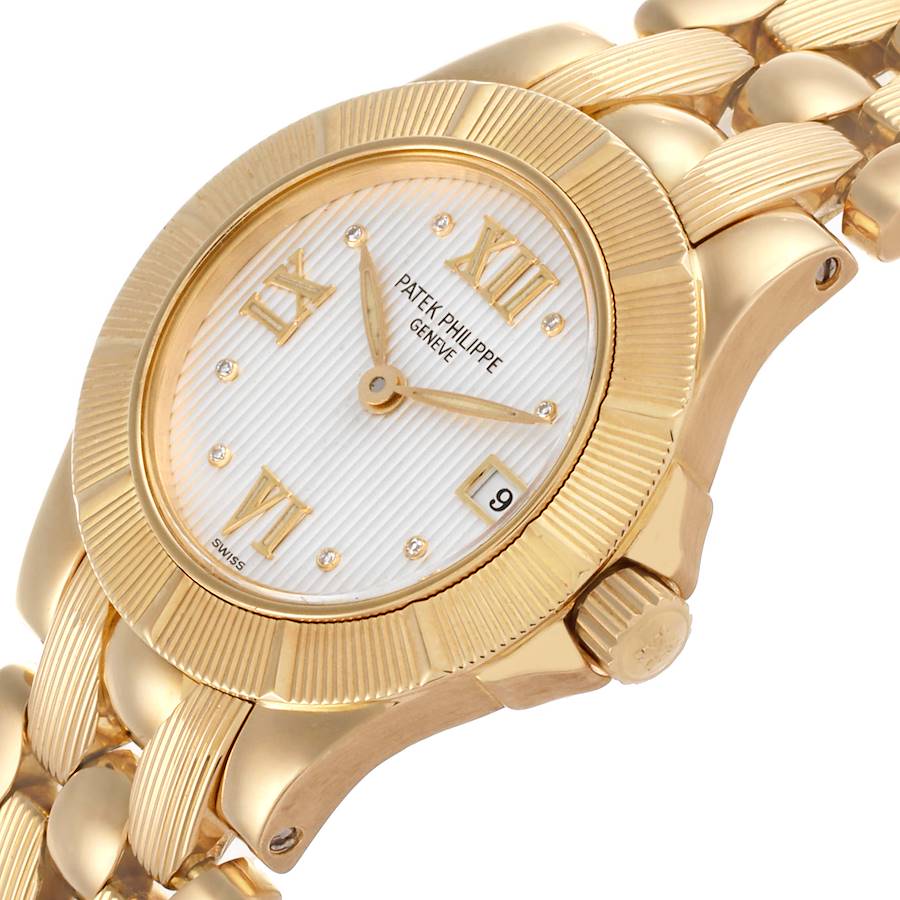 Patek Philippe Neptune Yellow Gold Diamond Dial Ladies Watch 4881