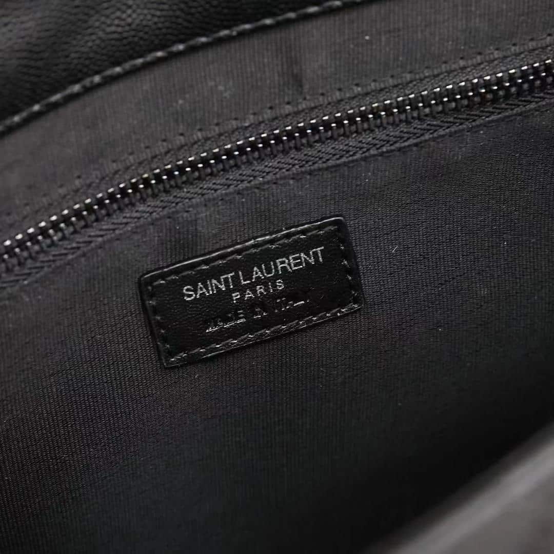 Saint Laurent Envelope Large Bag In Mix Matelassé Grain De Poudre Embossed Leather Black 31Cm 600166Bow981000