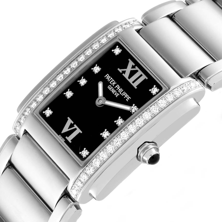 Patek Philippe Twenty-4 Black Diamond Dial Steel Ladies Watch 4910