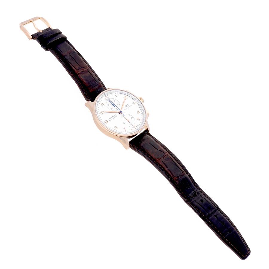 IWC Portuguese Chronograph Rose Gold Silver Dial Mens Watch IW371402
