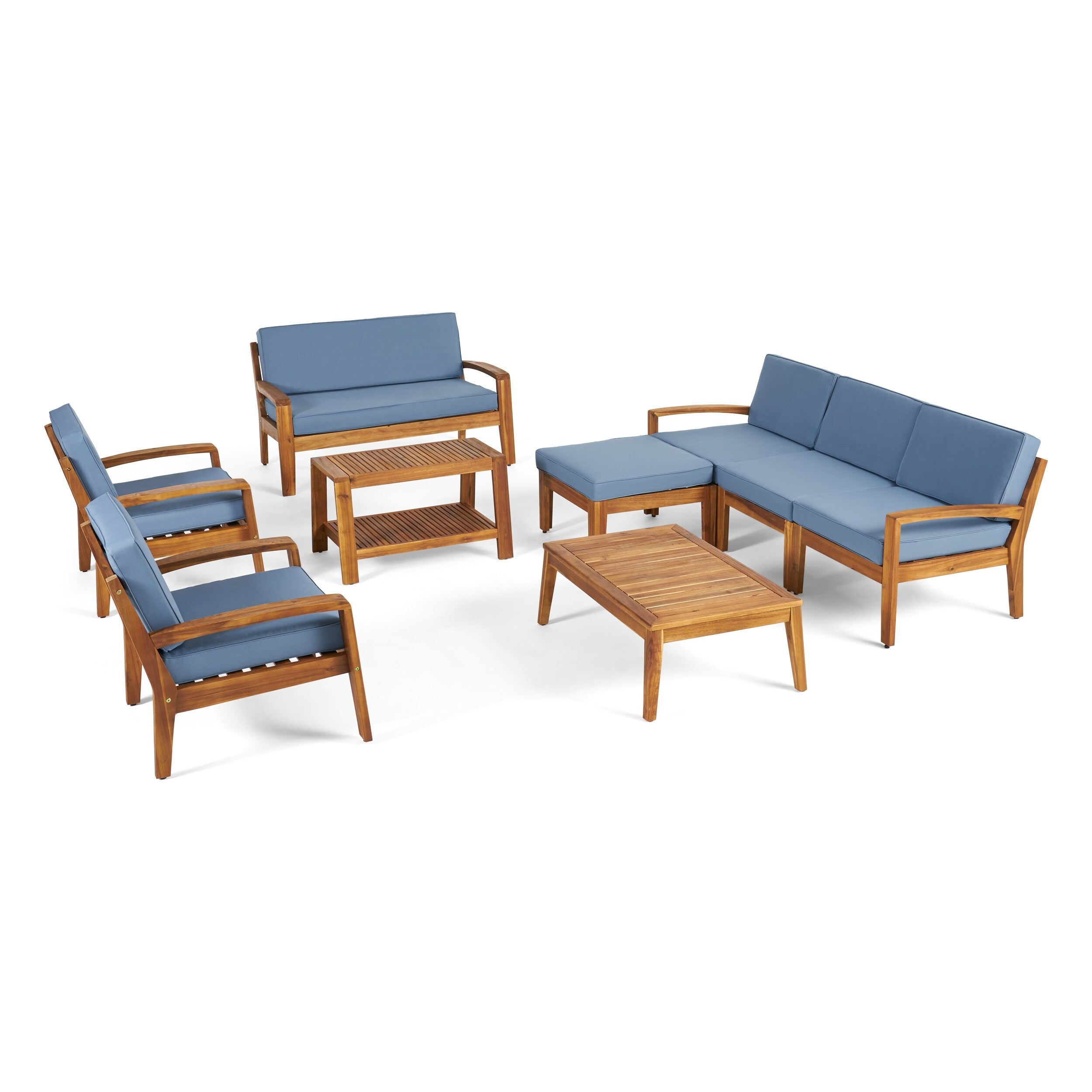 Grenada 7-Seater Sectional Sofa Chat Set with Ottoman by Christopher Knight Home