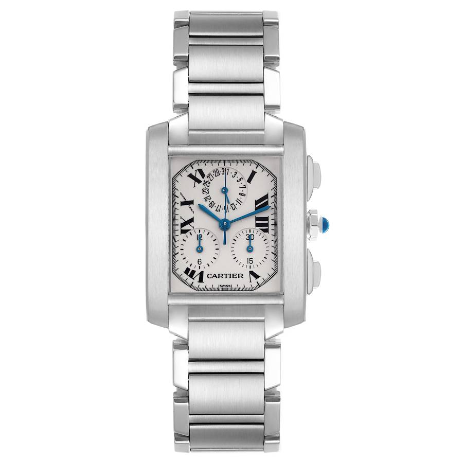Cartier Tank Francaise Chronoflex Chronograph Steel Mens Watch W51001Q3