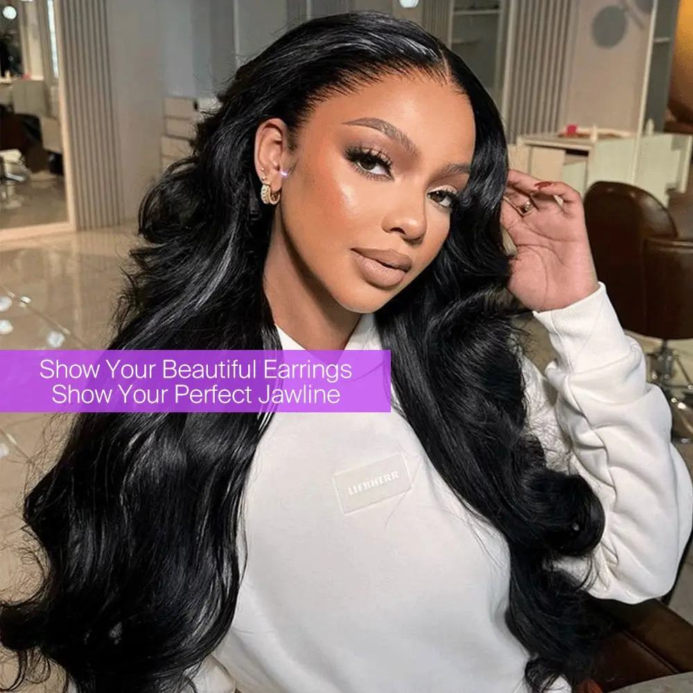 Megalook 13x6 Three-Go™ Glueless Body Wave Wig With Drawstring Natural Black 100% Human Hair Wig