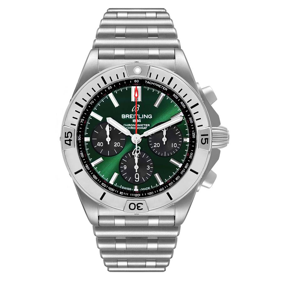 Breitling Chronomat B01 Green Dial Steel Mens Watch AB0134