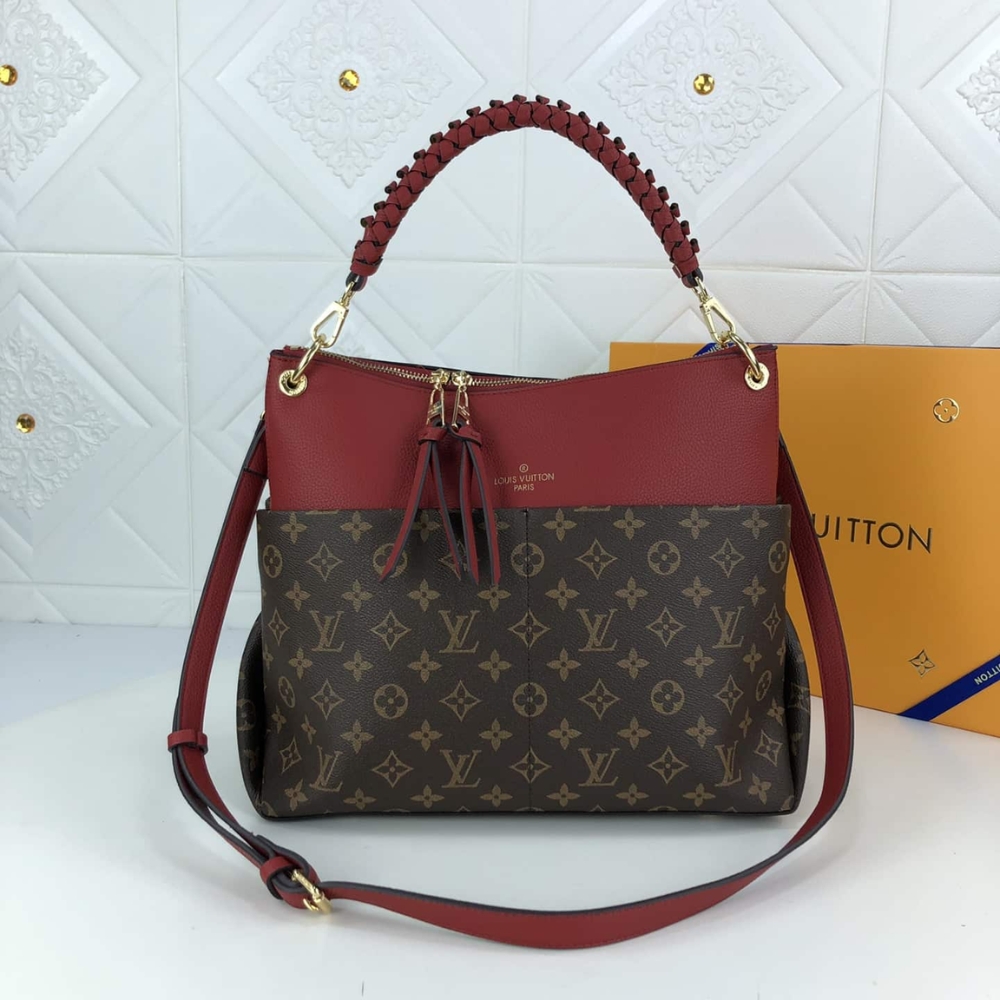 Louis Vuitton Maida Hobo Handbag Monogram Tuilerie Bezas Red 33Cm M43798