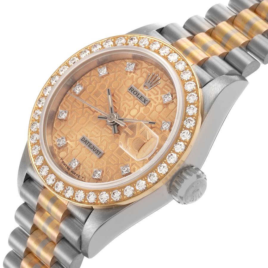 Rolex President Tridor White Yellow Rose Gold Diamond Ladies Watch 69139