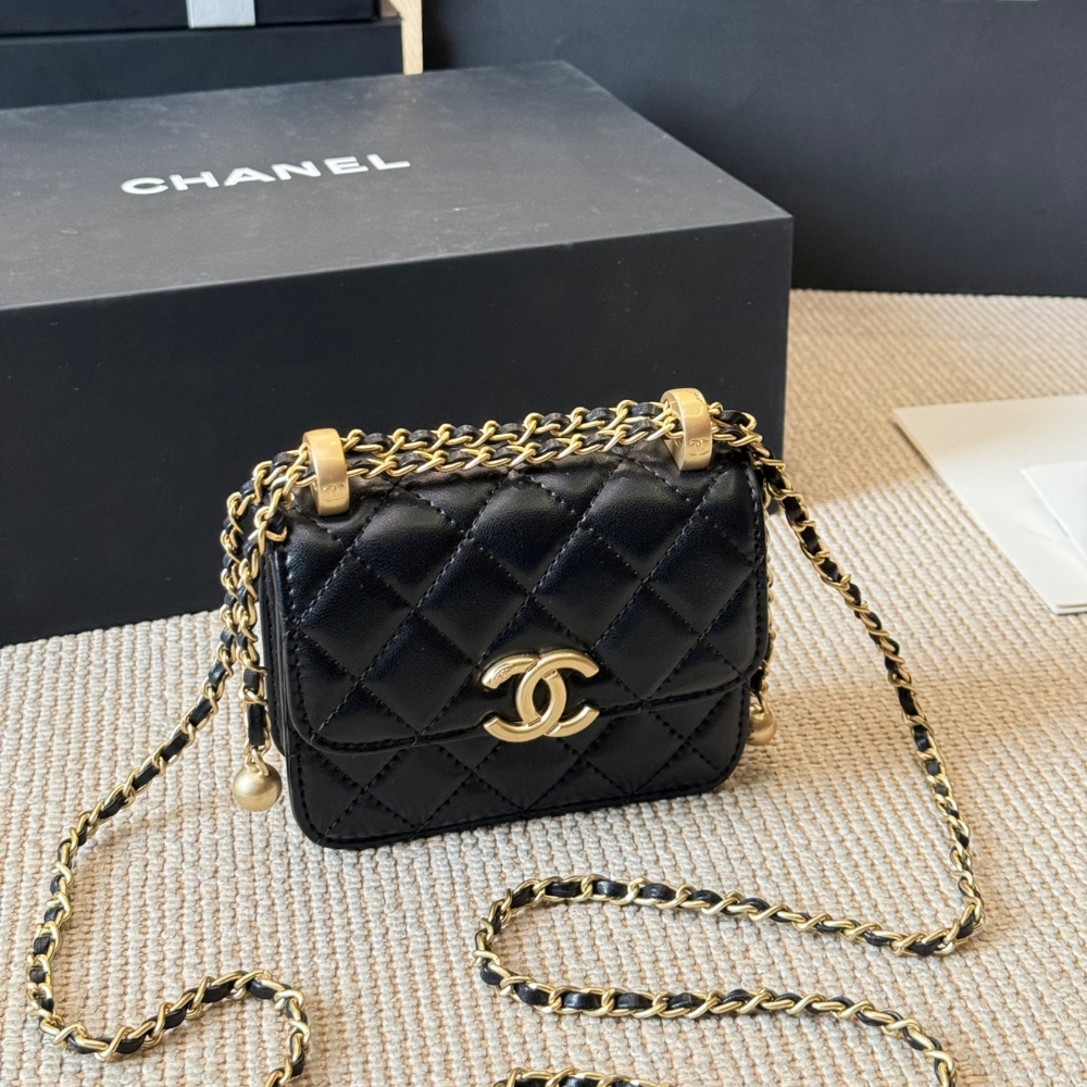 Chanel 21a Mini Flap Coin Purse With Chain Black 12cm Ap2290 B06092 94305