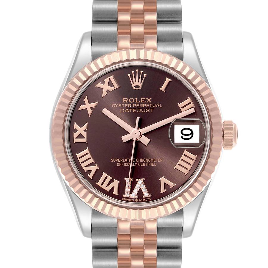 Rolex Datejust 31 Midsize Steel Rose Gold Brown Diamond Dial Ladies Watch 278271
