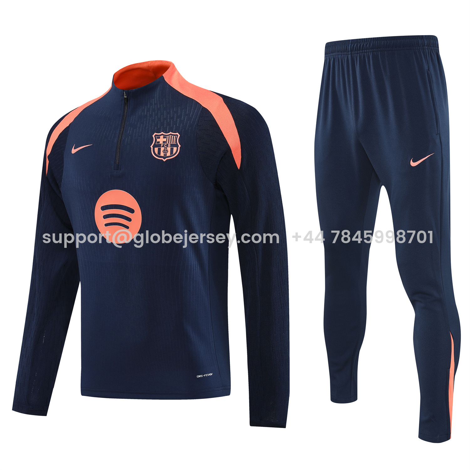 Barcelona 25-26 Long Sleeve Training Set - Deep Blue Top and Deep Blue Pants