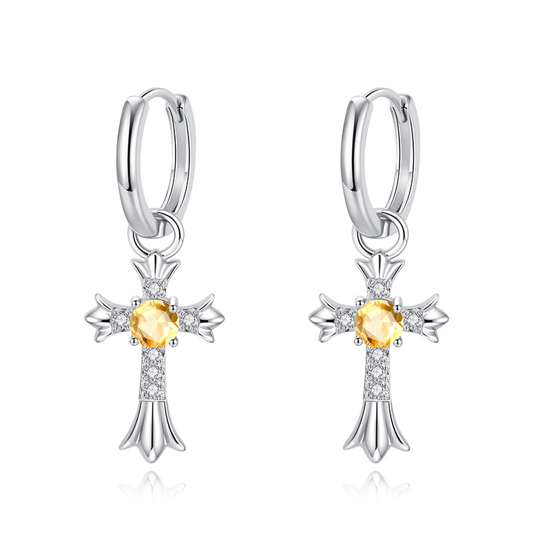 GemVibra Talismanic Cross Earrings | Protective Crystal Huggie Hoops